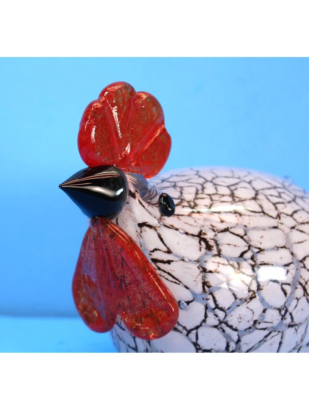 Vtg Hand Blown Glass Rooster Chicken Figurine 7x6